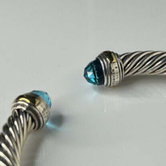 Authentic david yurman women's cable bracelet blue topaz and sterling silver - Picture 5 of 6